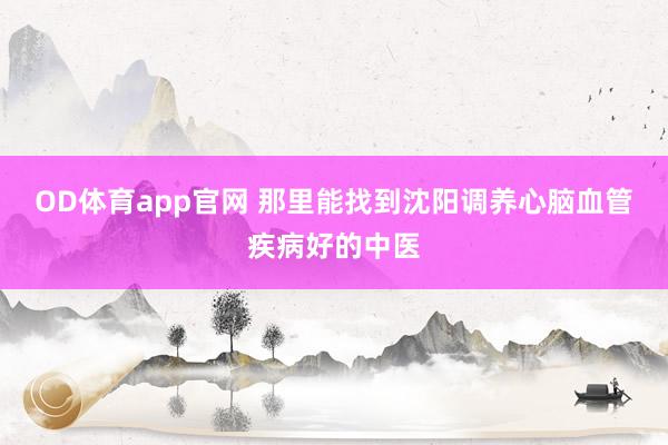 OD体育app官网 那里能找到沈阳调养心脑血管疾病好的中医