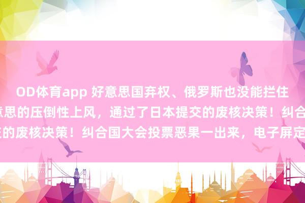 OD体育app 好意思国弃权、俄罗斯也没能拦住，纠合国以147票赞好意思的压倒性上风，通过了日本提交的废核决策！纠合国大会投票恶果一出来，电子屏定格在147