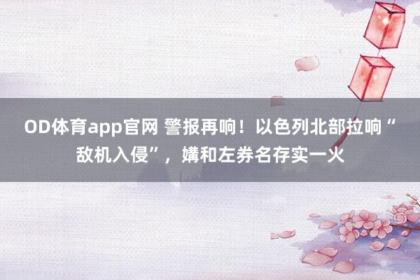 OD体育app官网 警报再响！以色列北部拉响“敌机入侵”，媾和左券名存实一火