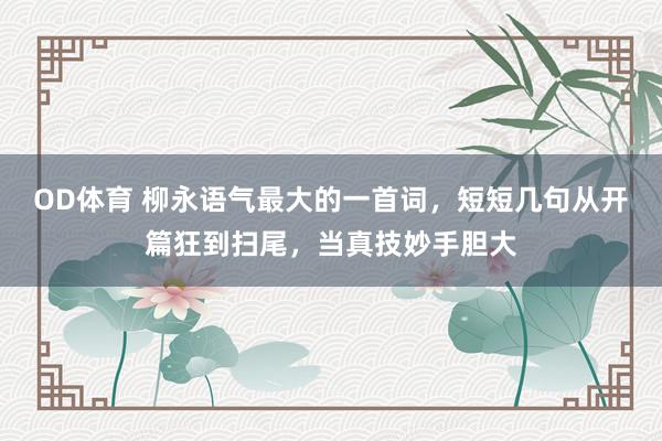 OD体育 柳永语气最大的一首词，短短几句从开篇狂到扫尾，当真技妙手胆大