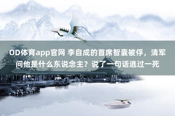 OD体育app官网 李自成的首席智囊被俘，清军问他是什么东说念主？说了一句话逃过一死