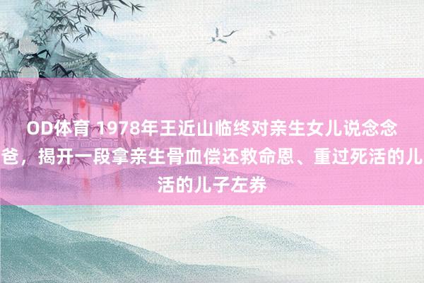 OD体育 1978年王近山临终对亲生女儿说念念见你爸爸，揭开一段拿亲生骨血偿还救命恩、重过死活的儿子左券