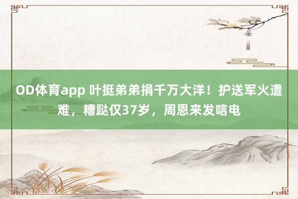 OD体育app 叶挺弟弟捐千万大洋！护送军火遭难，糟跶仅37岁，<a href=