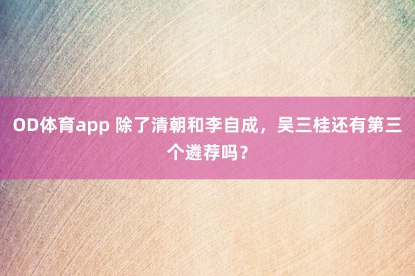 OD体育app 除了清朝和李自成，吴三桂还有第三个遴荐吗？