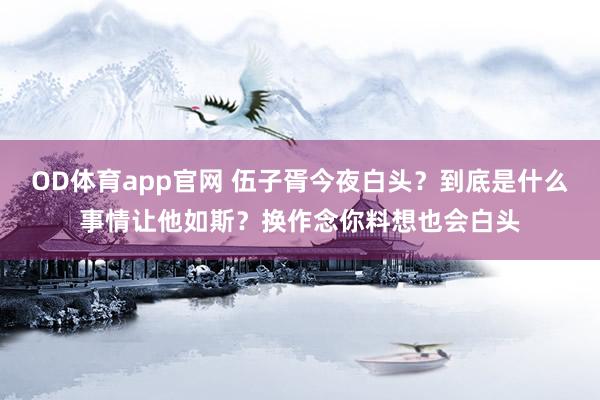OD体育app官网 伍子胥今夜白头？到底是什么事情让他如斯？换作念你料想也会白头