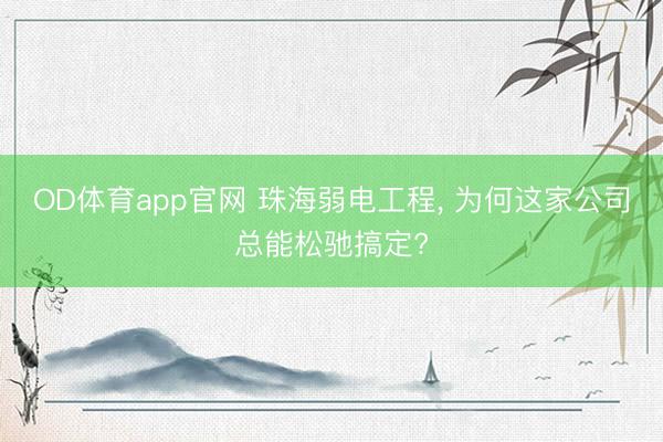 OD体育app官网 珠海弱电工程， 为何这家公司总能松驰搞定?