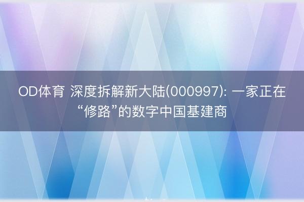 OD体育 深度拆解新大陆(000997): 一家正在“修路”的数字中国基建商