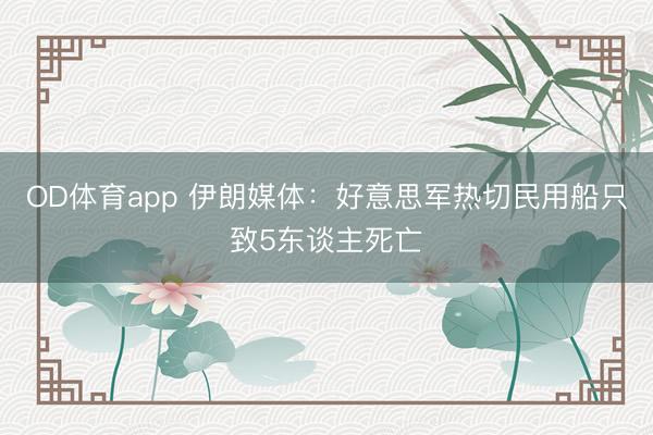 OD体育app 伊朗媒体：好意思军热切民用船只致5东谈主死亡